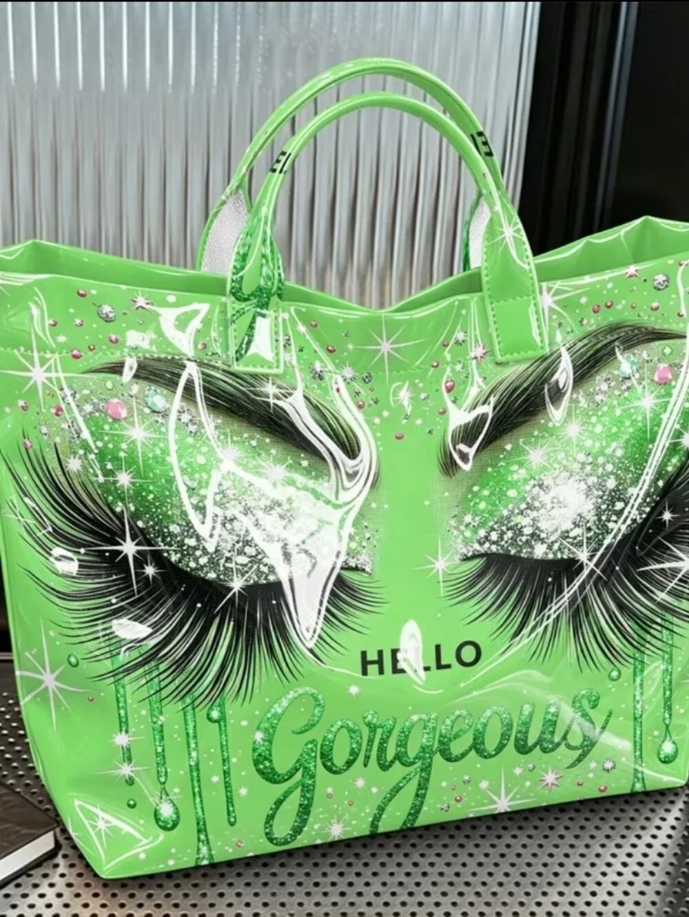Cute Hello Gorgeous Spaarkle Eye Print Daily Commute Hand Tote Bag